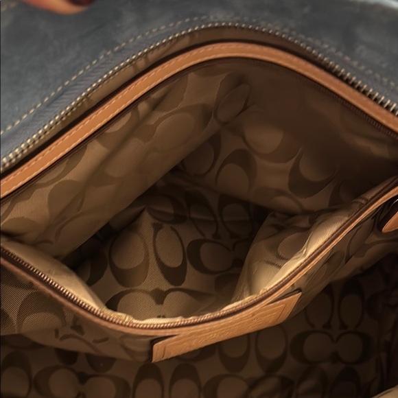 Coach Blue Suede Leather Tote - Picture 7 of 12